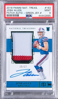 2018 Panini "National Treasures" Rookie Patch Autograph - Green (RPA) #163 Josh Allen Signed Patch Rookie Card (#15/17) – PSA MINT 9